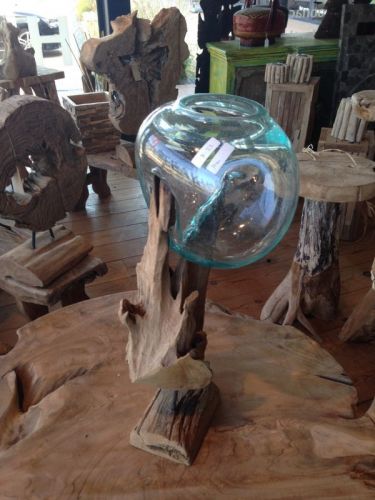 Glass on wood