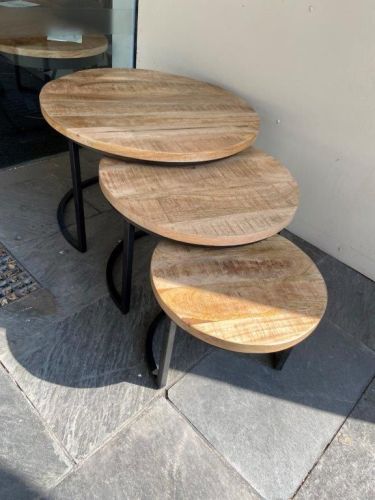 3-delige Set salontafels Mangohout